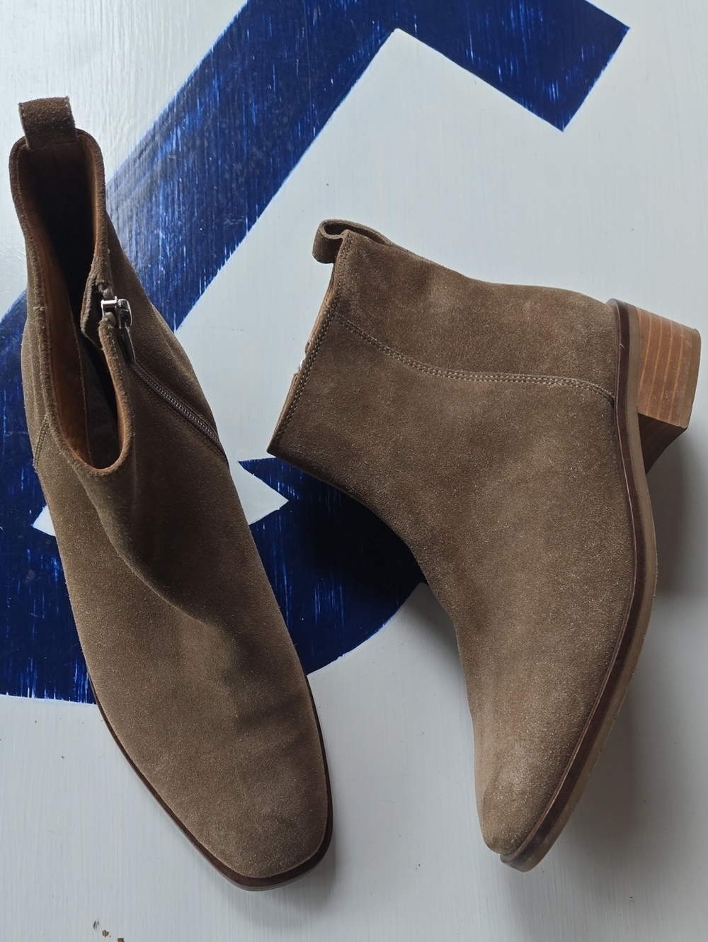 Aquatalia "Carisa" Tan Suede Ankle Boot Size 8